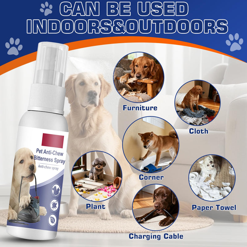 Nupec Anti-Chew Bitter Dog Spray, Natural Ingredients No Chew Spray for Dogs, No More Marking Stops Barking, Nibble, Jumping Up, Food Stealing, Anti Chew Spray for Dogs and Cats（Blue）