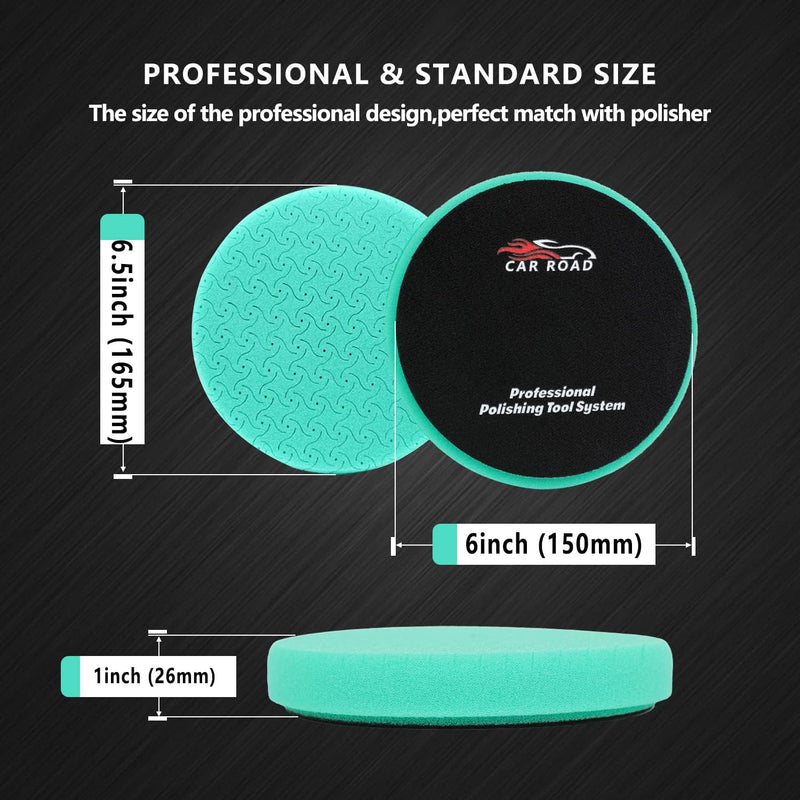 6" Buffing Polishing Pads Kit, 7Pcs 6.5" Backing Plate, Sponge & Woolen Pads - 6" Drill Attachment Set for Car Buffer Polish & Wax (6 Inch (150mm)) 6 Inch (150mm)