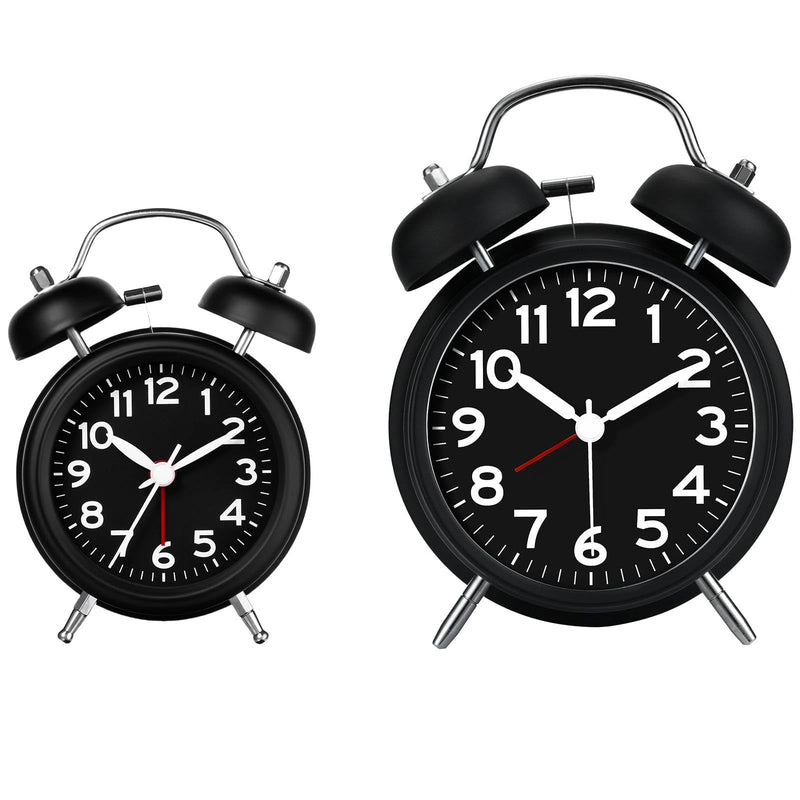 AKCISOT Loud Alarm Clock for Heavy Deep Sleepers, 4.5 Inches Analog Metal Twin Bell Clocks Battery Operated with Backlight for Bedroom Bseide, Old Fashioned for Desk Home Decoration (Black) B_black 4.5 Inch