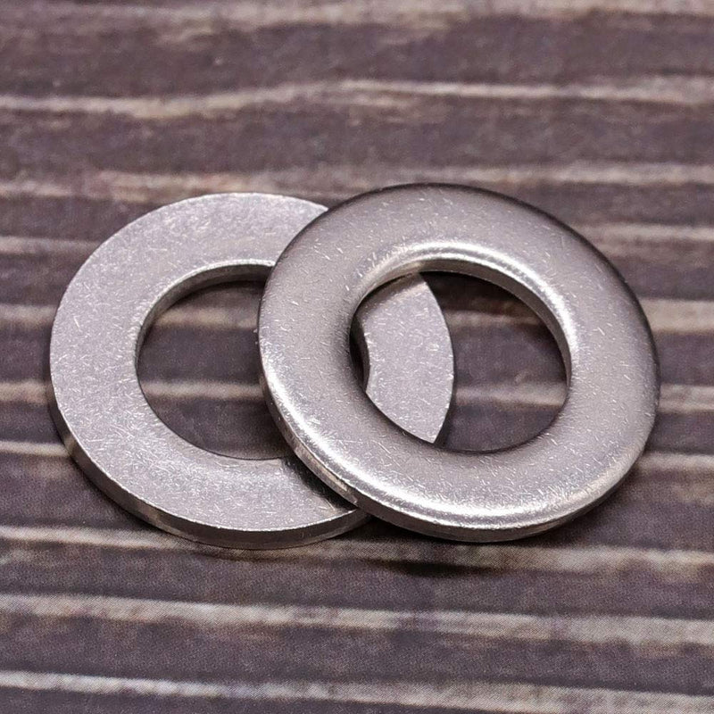 #6 Stainless Steel Flat Washer (0.16" ID, 0.39" OD), 304 Stainless Steel 18-8, Bright Finish, Pack of 100 6#