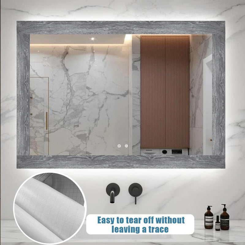 YESUS Dark Gray Wood Grain 3D 10M Wallpaper Border Removable PVC Waterproof Peel and Stick Wallpaper,Bathroom Mirror Frame Border Sticker Wall Decor 3.94 Inch by 32.8 Feet