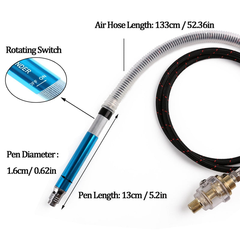 1/8" (3mm) Air Micro Grinder, Pneumatic Pencil Die Grinder, 58000 RPM Free Speed