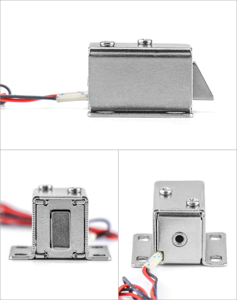 QWORK Electromagnetic Solenoid Lock, 8 Pcs Mini Door Drawer Tongue Down DC 12V Slim Design Assembly for Cabinet Door Drawer Safety Lock