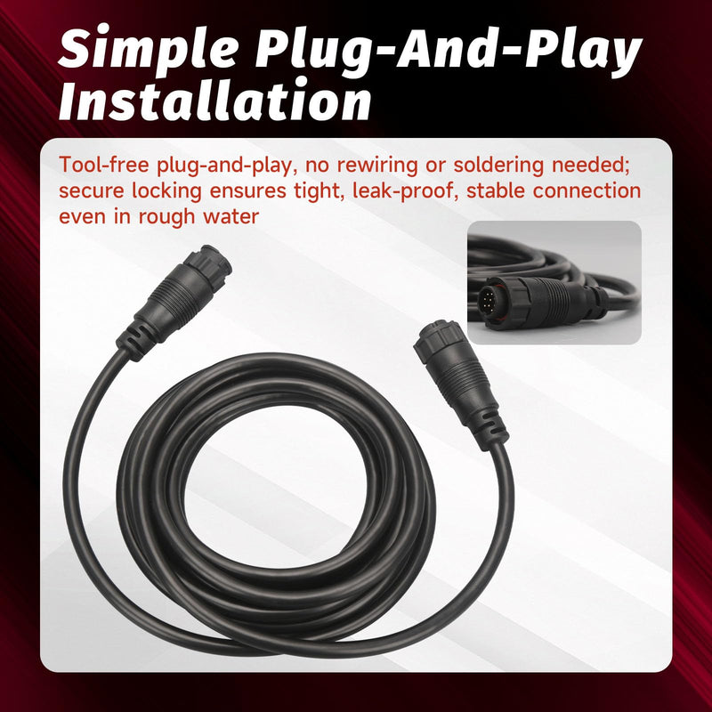 3005.6907 Transducer Extension Cable 10ft, 9-Pin Compatible with Lowrance LSS-1 LSS-2 Structure Scan Replace 000-00099-006
