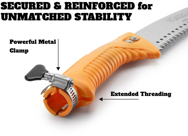 Pruning Manual Hand Saw // Hand Held or with Extension Manual Pole Saw for Tree Trimming // Fits All Extension Poles with Standard US Acme Thread // Tree Limb Hand Saw (Pole Sold Separately)