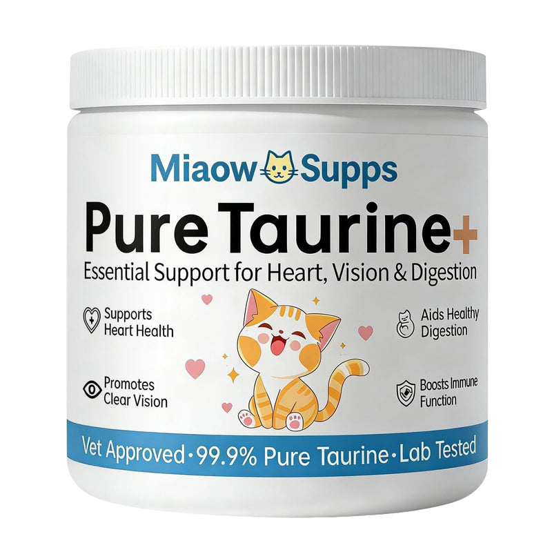 Taurine for Cats, Pure Taurine Supplement for Cats, Coat Health, Improve Eyesight, Increase Vitality, Enhance Heart Health, for All Cat Ages & Breeds, 200g