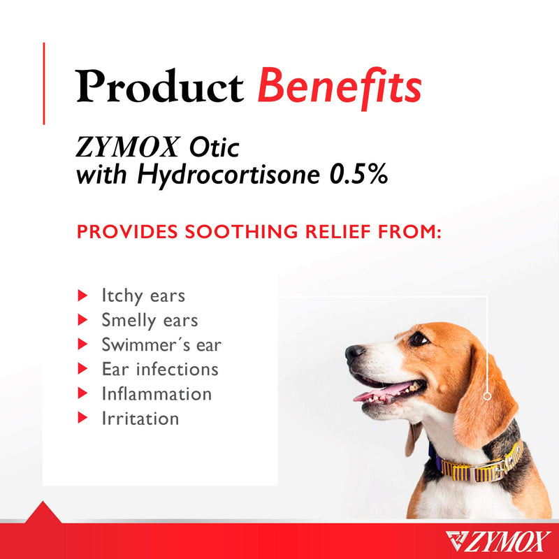 ZYMOX Enzymatic Ear Solution with 0.5-Percent Hydrocortisone, for Dog & Cat, 1.25 oz - PawsPlanet Australia