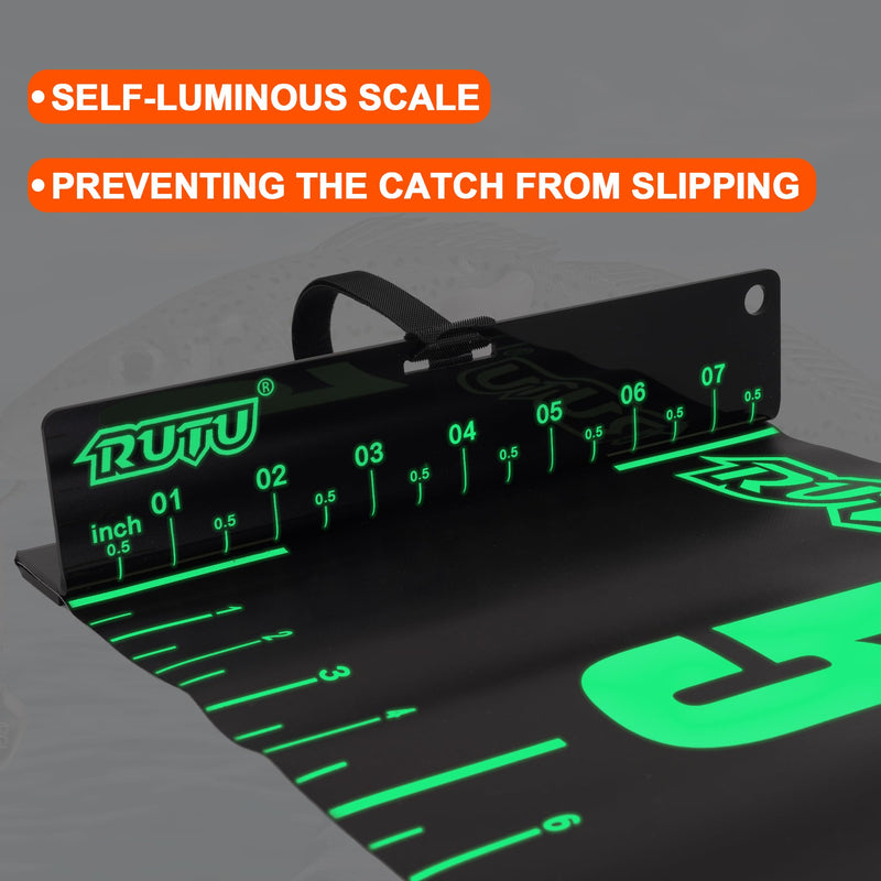RUTU 53" Fish Ruler Glow in The Dark, Waterproof Fish Measuring Board, Foldable Fish Measuring Tape for Boats, Kayaks, Rafts and Outdoor Fishing, 53x8 inch, Glow-in-the-Dark Night Use 53X8in Glow