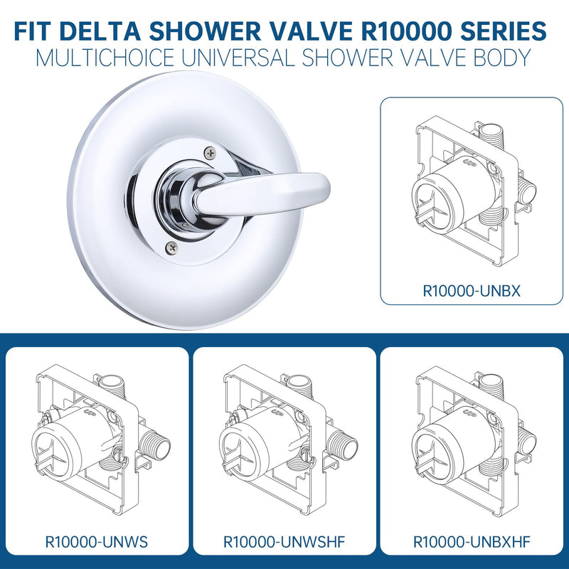 Shower Faucet Handle Trim Kit for Delta Tub and Shower Faucets, Shower Replacement Kit Compatible with Delta Shower Trim Kit, Single-Handle Valve Tub Shower Trim Kit (Chrome) Chrome