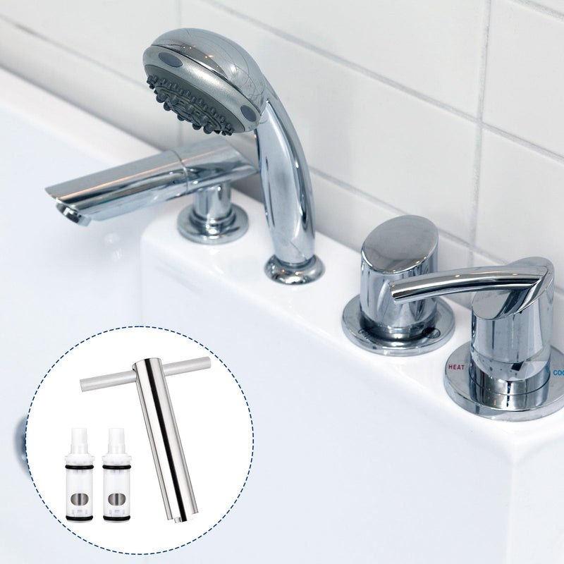 3pcs Faucet Cartridge Replacement Kit with Removal Tool, Cartridge Retainer Removal Tool Compatible with Moen 1224 1224 B for Double Handle Kitchen Tub Shower Bathroom Bathtub Valve Repair Parts