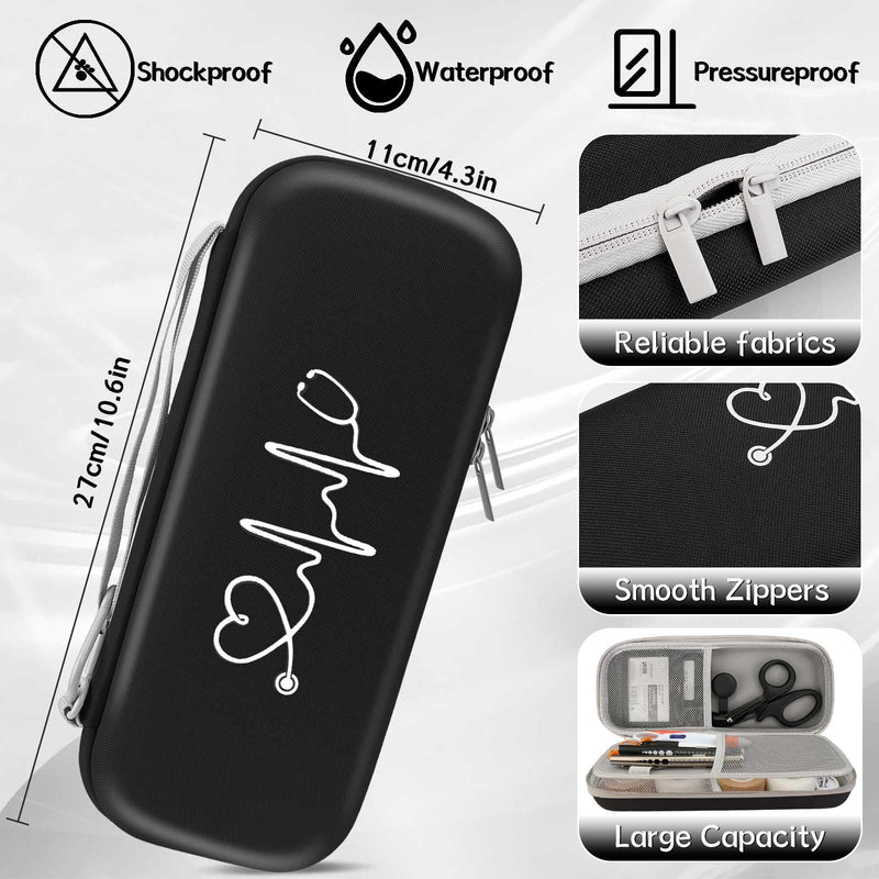 16 Pcs Stethoscope Case Kits, Stethoscope Case with Supplies Include 2 Pcs Rechargeable LED Pen Lights, Nurse Scissors, Nurse Pens, Bandage Wraps, Nurse Accessories, Perfect Nurse Gifts(Black) Black