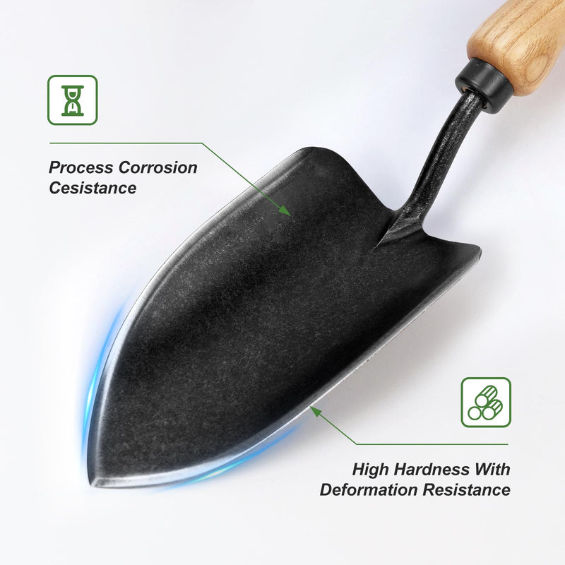 Garden Hand Trowel, Stainless Steel Planting Shovel with Wooden Handle, Ergonomic Design for Gardening and Digging