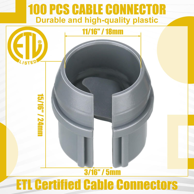100 Pcs Non Metallic Cable Connectors NM Wire Fixing Buckle, Labor Saving Snap Style Installation for Wiring, Single 14/2-10/3 Awg, Two 14/2-12/2-14/3 Awg, Etl Certified (1/2 Inch) 100 1/2 Inch