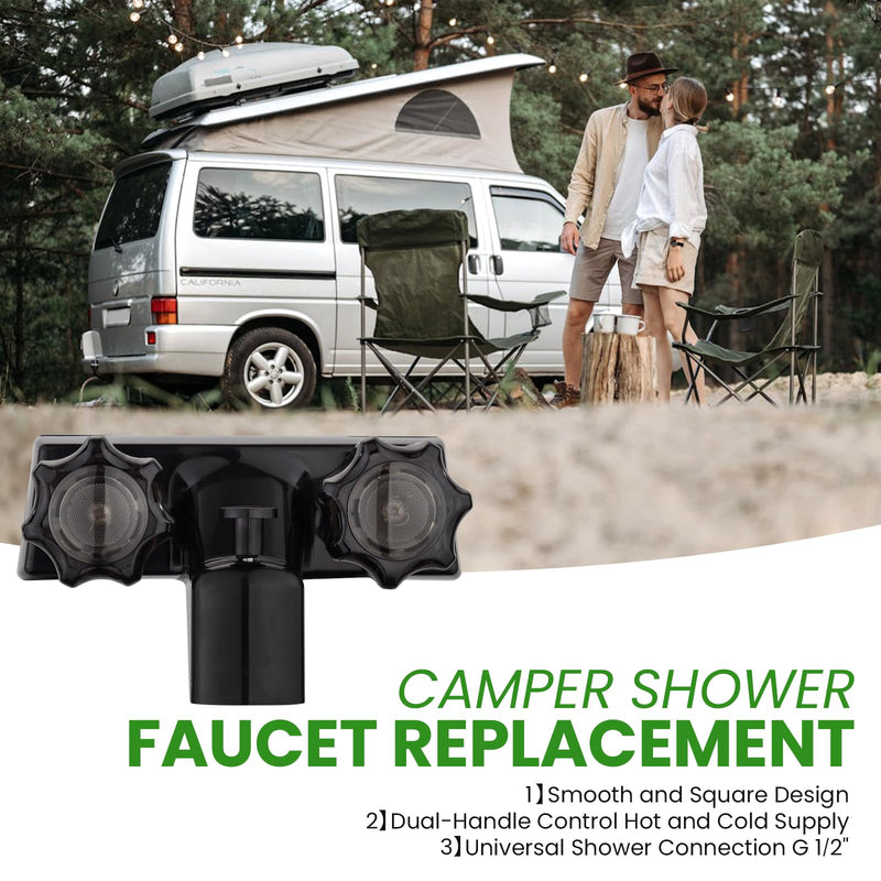 RV Shower Faucet, RV Bathtub Faucet with Shower Diverter, 4” Shower Valve Diverter Assembly Kit, Camper Shower Faucet, RV Shower Valve for RV Camper Van Travel Trailer Motorhome (Black) Black