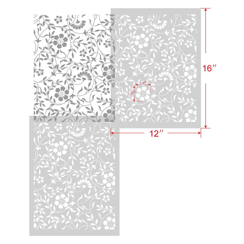 GSS Designs Flourish Stencils for Painting on Wood, Canvas, Paper, Fabric, Floor, Wall - Paint Stencils for Walls and Floors 12x16Inch - Reusable DIY Art Craft Stencils for Painting Flowers and Leaves Flourish 12'' x 16''