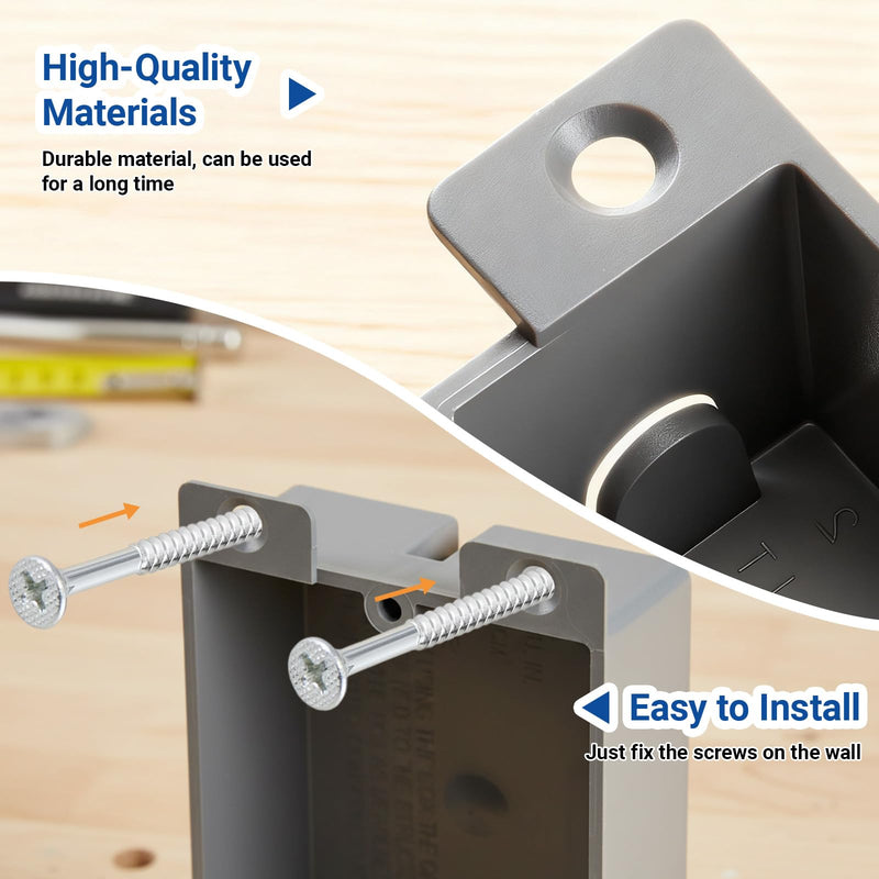 Relaxweex 16 Pack Plastic Shallow Electrical Box, 8 Cubic Inch Grey Shallow Outlet Box, Single Gang Old Work Junction Bulk, Length 4.25'', Width 2.4'', Depth 1.24'', Etl Certified