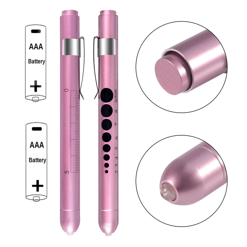 Pen Light,Nurse Medical Reusable LED Penlight White Light with Pupil Gauge and Ruler (Rose Gold) Rose Gold