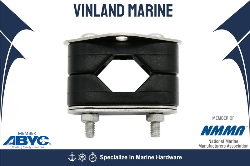 Vinland Marine Nylon Boat Rail Mount Brackets Fit 7/8" ~ 1" Tube Stainless Steel Mount Plate, Boat Navigation Accessories, Pontoon Rail Mount, Boat tubing Accessories, Boat Grill mounting Cleat (2 pack) 1 square plate & 2 oblong plate