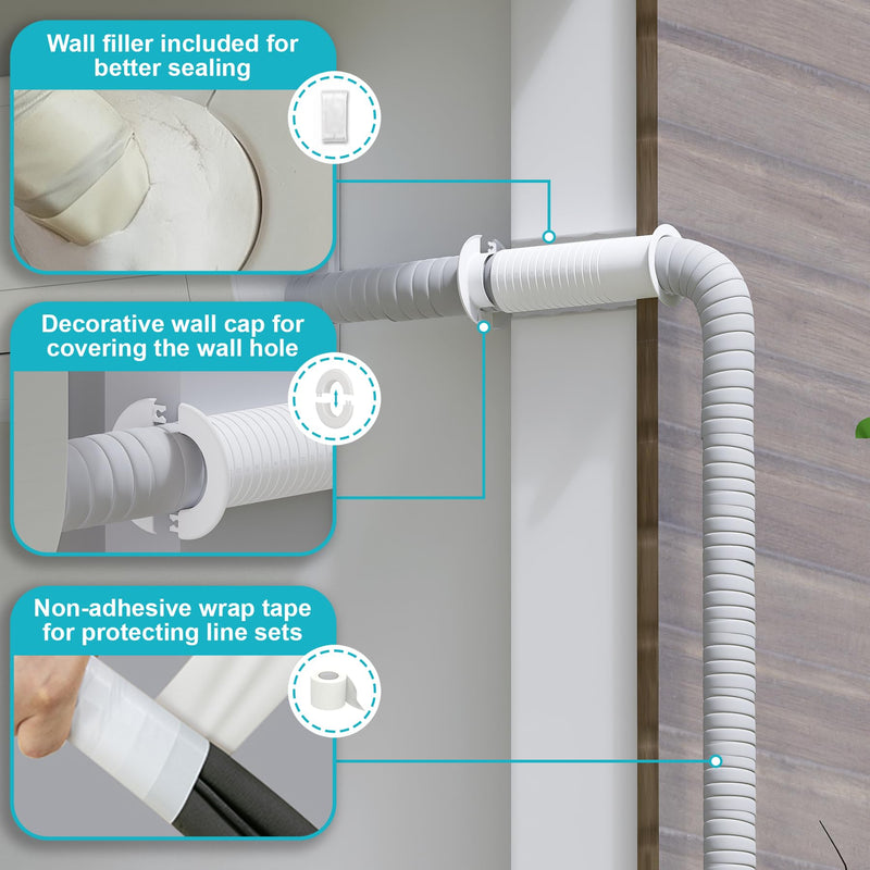Mini Split Cover Wall Sleeve for AC Line Set, Line Set Covers for Outside Units, Mini Split Line Set Cover for Air Conditioning Systems, AC Sleeve Through The Wall, Pipe Accessories