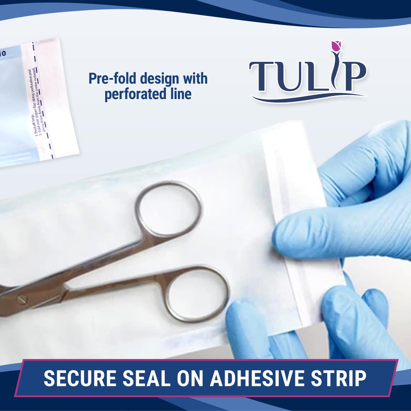 Self Sealing Sterilization Pouch 2.75" x 10" (200 Pack) - Autoclave Sterilizer Bags for Clean Tools - Dental and Nail Sanitizer Packets by Tulip