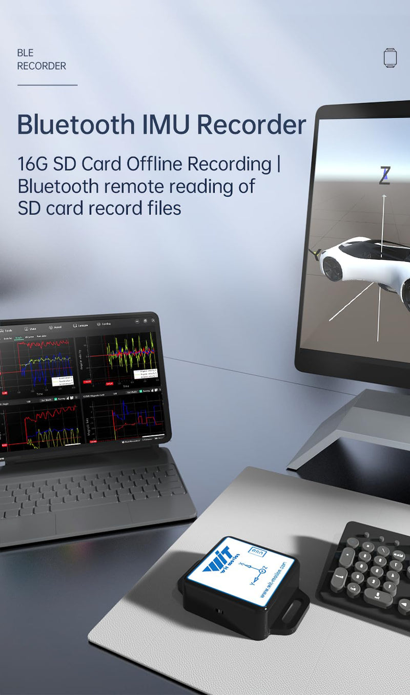 【9-Axis Offline Accelerometer Data Logger】WT901SDCL-BT50 Bluetooth 5.0 Remote Reading SD Card Accelerometer, 9-axis Gyroscope+Angle(XY 0.05°)+Magnetometer, MPU9250 200Hz Inclinometer with 16G SD Card