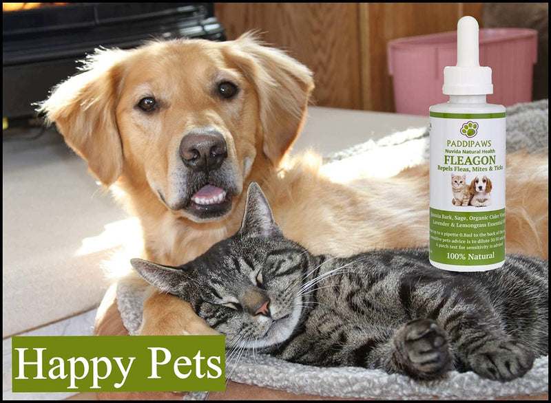 PADDIPAWS Fleagon Spot on - 100% Natural Flea Away Prevention Treatment for Dogs and Cats - Also protects against Mites, Lice and aids Tick Management - One Years Treatment - PawsPlanet Australia