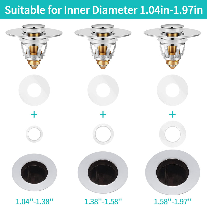 Universal Bathroom Sink Stopper with Hair Catcher, for 1.04-1.97 Inch Drain Hole, Spring Core Bathtub Drain Cover, Pop Up Sink Plug Basin Drain Strainer 1.04-1.97'' - NewNest Australia