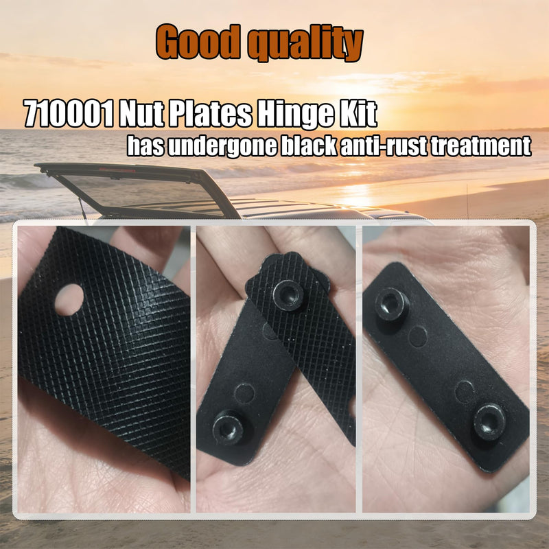 2 Pack 710001 Hinge Outer Plate Repair Kit Compatible with After 1973 Snugtop Camper Shell, Nut Plates Hinge bushings Replace,Truck Cap Glass Rear Doors Accessories 2