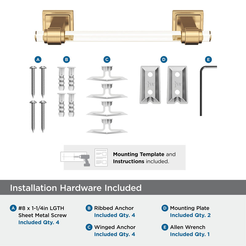 Amerock BH36065CCZ | Clear/Champagne Bronze Towel Bar | 8 inch (203 mm) Center-to-Center Towel Rack | Glacio | Bathroom Towel Holder | Bathroom Hardware | Bath Accessories