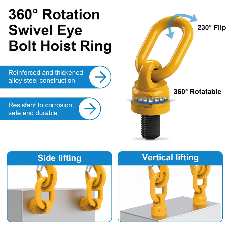 4 Pack Swivel Eye Bolt Hoist Ring 1/2S" x 19 G80 Alloy Steel Material, Standard Load Capacity 1500 lbs Swivel Eye Bolt, 360° Rotation Hoist Ring, 1080Mpa Tensile Strength