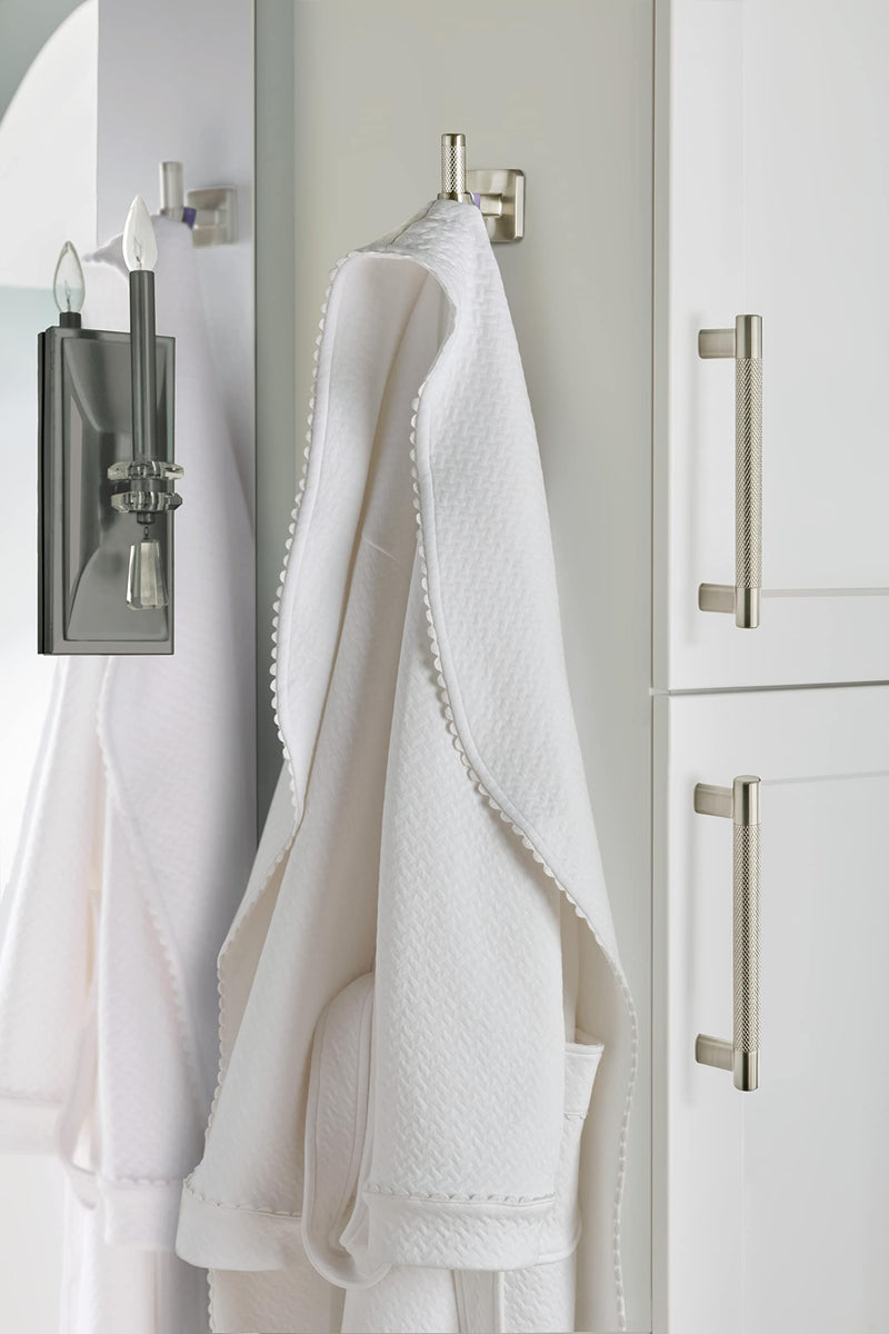 Amerock | Single Robe Hook | 2-11/16 inch (68 mm) Length Satin Nickel | Bronx | Bath Towel Hook | Wall Hook | Closet Coat Hook | Bathroom Accessories