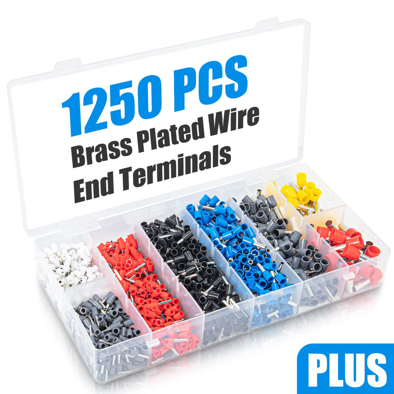 Ferrule Crimping Tool Kit, LUNEY Crimper Plier with 1250PCS Wire Ferrules Kit Wire End Terminals, Self-adjustable Ratchet Tool Set for AWG 23-7 Cable connectors, 0.25-10mm² HSC86-4+1250