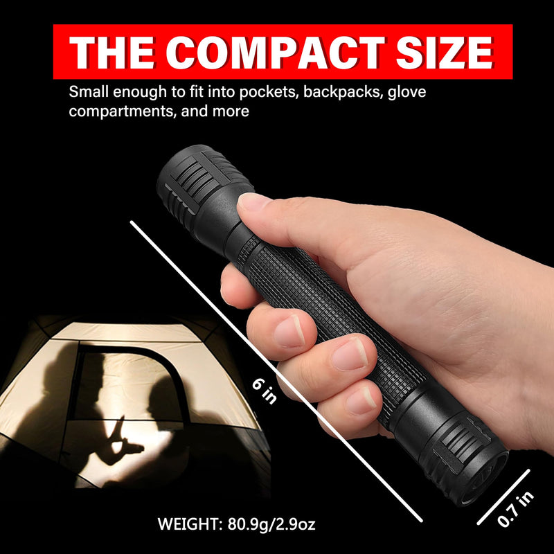 High Lumens Zoomable LED Flashlight, 3 Modes, AA Battery Powered – Powerful for Camping, Outdoor, and Emergency Use,2-Pack 3-Mode