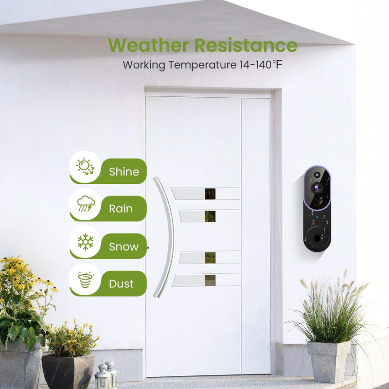 1080P Wireless Video Doorbell Camera, Smart Outdoor Surveillance Cam, FHD Live View, Cloud Storage, AI Human Detection, Instant Alert, Night Vision, Two Way Audio, 2.4G WiFi Only (Purple) Purple