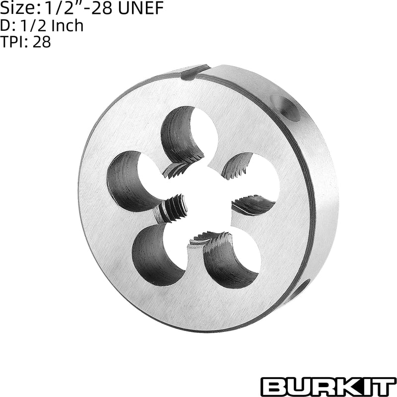 Burkit 1/2"-28 UNEF Round Threading Die, 1/2 x 28 UNEF Machine Thread Die Right Hand 1/2-28 UNEF