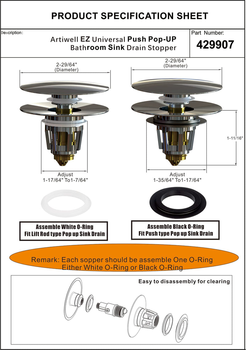 Artiwell Universal Bathroom Sink Drain Stopper, Fits Most Pop-Up Drains for Vessel Sink Lavatory Vanity, Sink Drain Strainer with Detachable Hair Catcher, Tested by Plumber in US (Oil Rubbed Bronze) Oil Rubbed Bronze - NewNest Australia