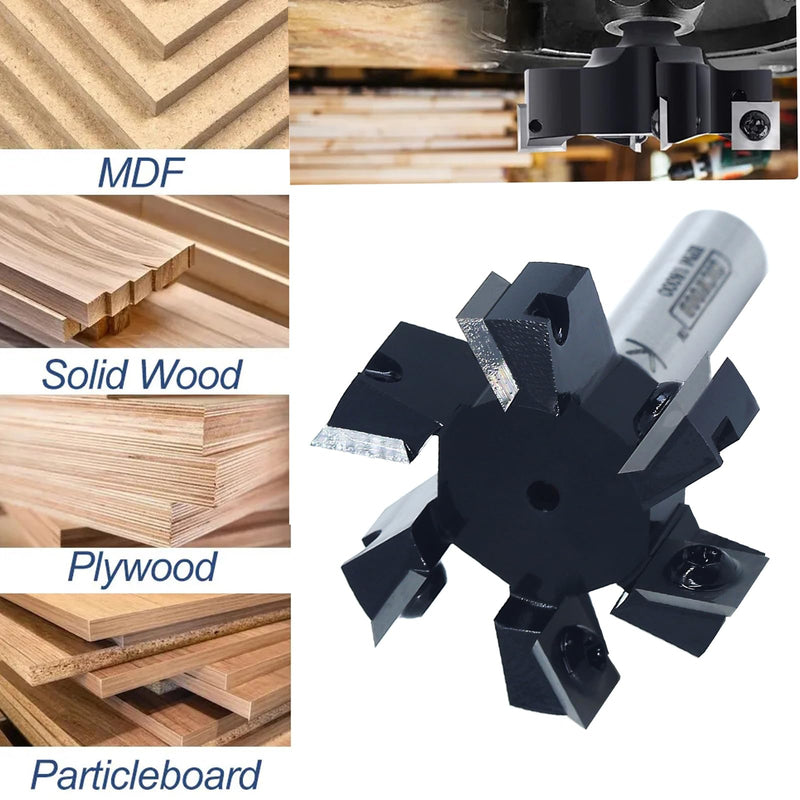 Slab Flattening Router Bit 1/2 Shank, 6-Wing, 2" Cutting Dia, Insert Carbide CNC Spoilboard Surfacing Router Bit, Wood Planer Planing Bit for Flycutter/ Slab Leveler/ Rabbeting by SICWOOD 2" Dia,1/2 Shank, 6-Wing Surfacing Bit 1/2 Shank