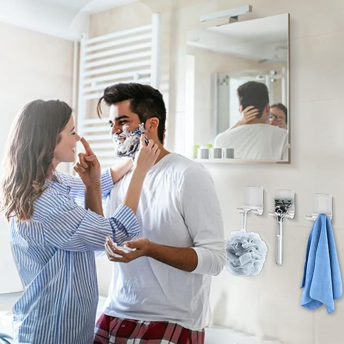 Leryati Razor Holder Shower, Pack of 2 Silver Razor Holder Shower No Drilling, Stainless Steel Razor Holder, Robust Self-Adhesive Razor Hanger Shower Suitable for Door Wall Bathroom Kitchen Silver × 2 - NewNest Australia