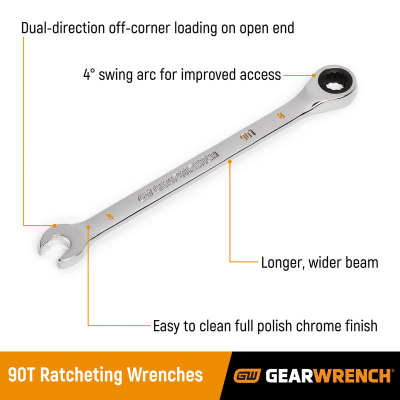 GEARWRENCH 7/16" 4 Degree Swing Arch 12 Point Ratcheting Combination Wrench - 86944 7/16"