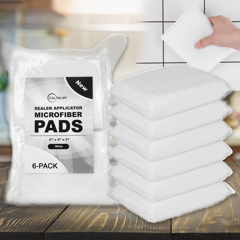 Professional Microfiber Sealer Applicator Pad – The Perfect Tool to Apply Sealer to All Natural Stone and Tile Like Marble, Granite, Concrete & Slate (White) 6 White - NewNest Australia