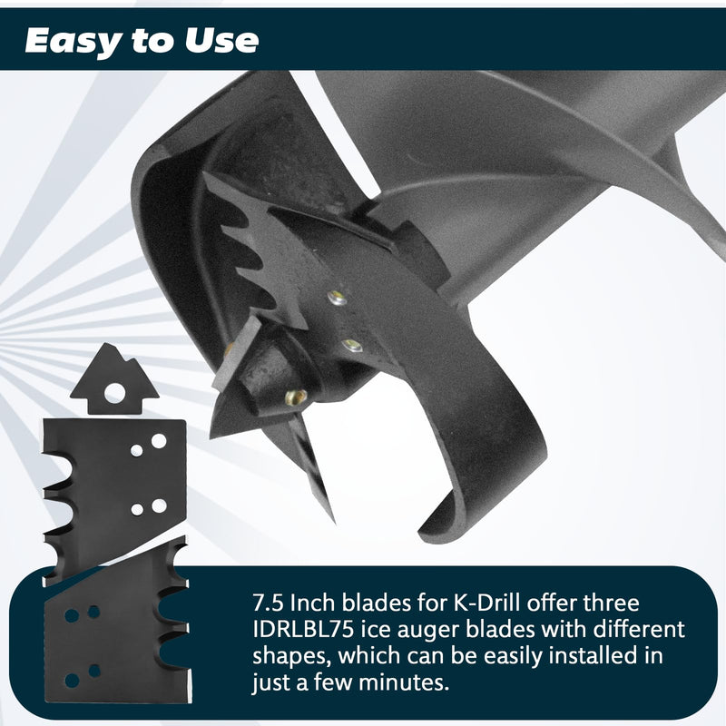 7.5 Inch Ice Auger Replacement Blades Compatible with K-Drill Ice Auger | IDRLBL75 7.5" Ice Auger Blades for K-Drill Stainless Steel Replacement Kit for Smooth & Fast Ice Cutting
