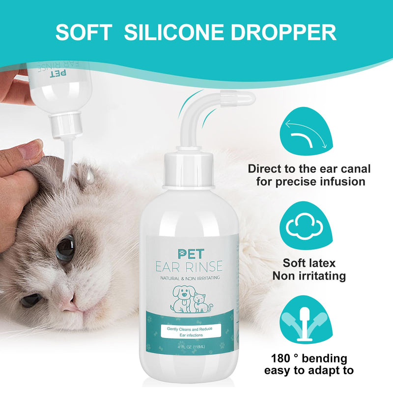 Dog Ear Cleaner Set, Dog Ear Infection Treatment, 4oz Dog Ear Cleaning Solution, 20pcs Cotton Swabs, 20pcs Finger Wipes, Gentle Pet Ear Wash Ear Rinse, Dog Ear Cleaner Kit Care for Dogs & Cats 1 Pcs+20 Wood swabs - PawsPlanet Australia