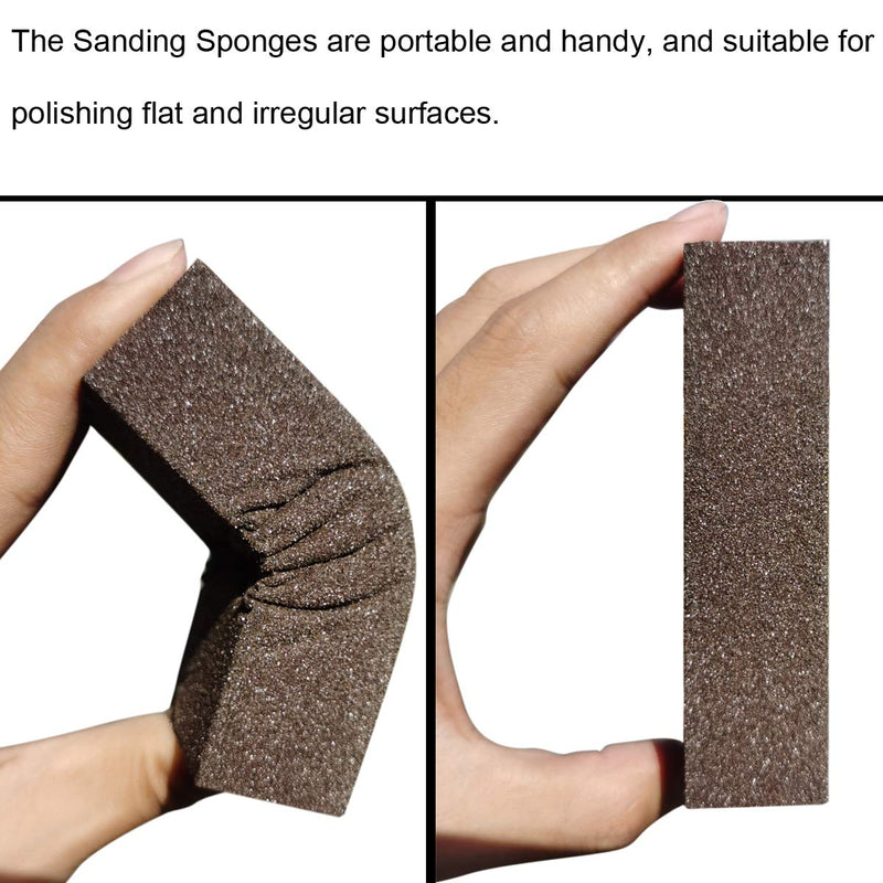 10 Pack 80 Grit Sanding Sponge, Washable and Reusable Sanding Blocks Great for Pot Brush Pan Brush Sponge Brush Glasses Sanding Wood Sanding Metal Sanding (80 Grit-10 Pack) 80 Grit-10 Pack
