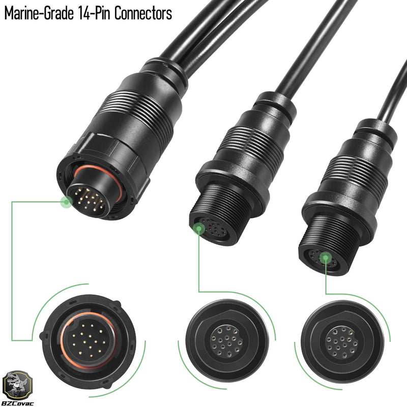 720111-1 14 M ID SIDB Y Splitter Cable for Humminbird - Compatible with SOLIX & APEX Fish Finders, Side Imaging & 2D Sonar Connection