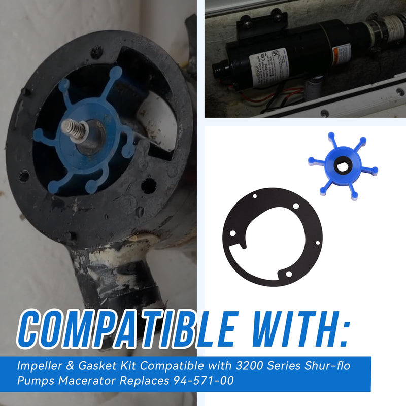 94-571-00 Macerator Impeller & Gasket Kit Compatible with 3200 Series Shurflo Pumps