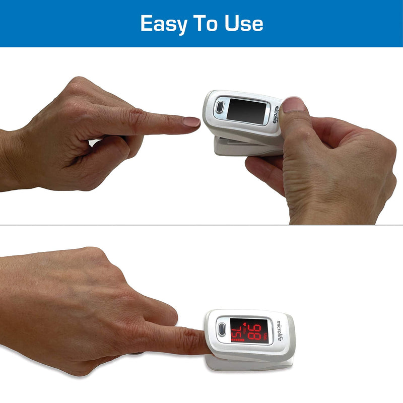 Microlife Series 200 Fingertip Pulse Oximeter, Blood Oxygen Saturation (SpO2) and Heart Rate Monitor, Includes Batteries, Lanyard and Case