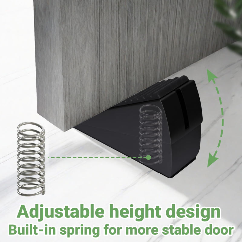 Large Door Stopper - Metal Door Wedge, Tall Door Stopper, Spring Rubber for Extra Strong Grip (Black, 1 Pack) Black