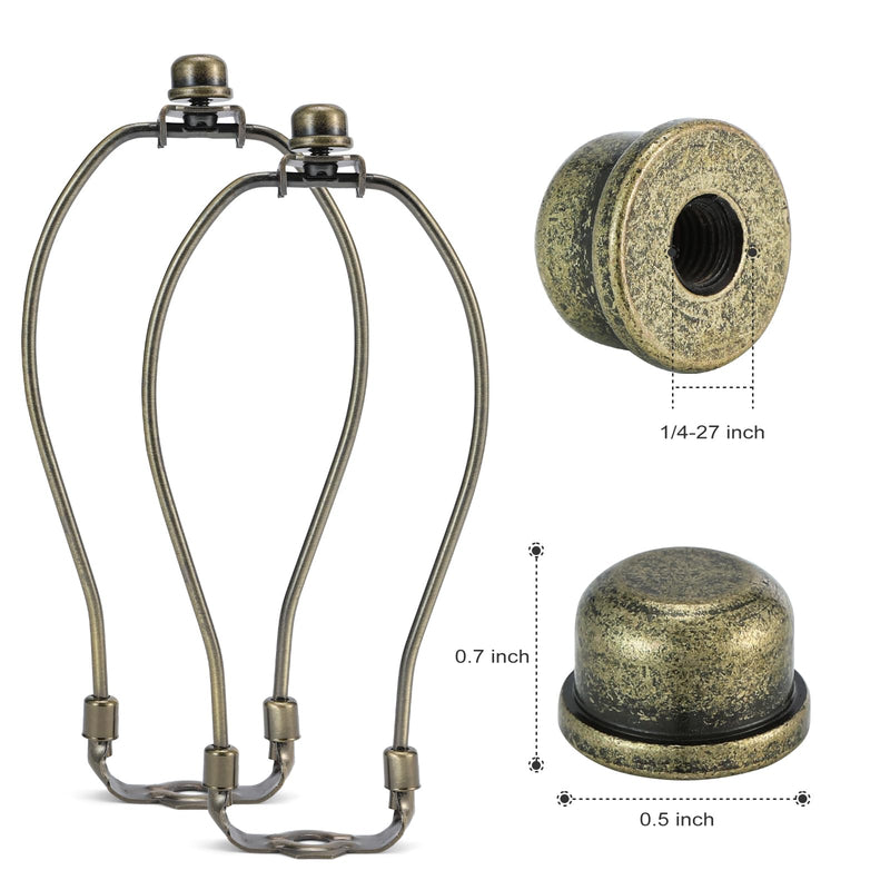 2pcs Bronzed Lamp Finials, Quality Solid Brass Finial for Lamp Shade Holder Harp,1/2 Inch Tall Lamp caps Tapped, 1/4-27 Decorative Knob Lamps Finials Accessories
