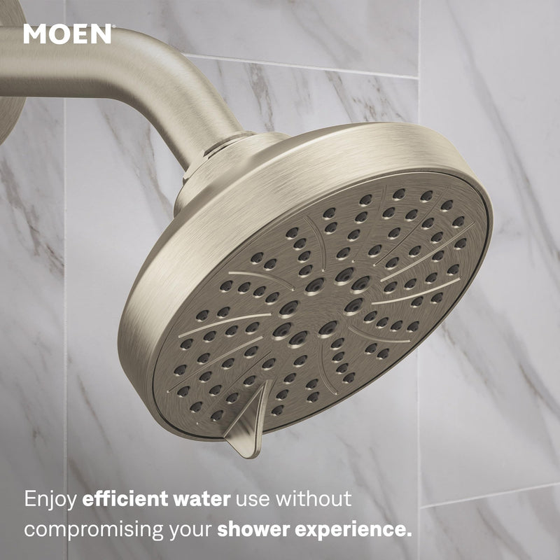 Moen Genta LX Pressure Balancing Eco-Performance Modern Shower Trim with Showerhead and Lever Handle, Posi-Temp Valve Required, Brushed Nickel, T2472EPBN