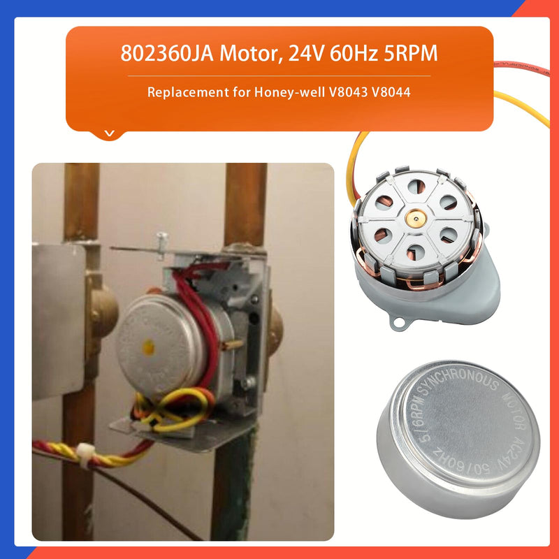 Honey-Well 802360JA Motor Compatible with V8043 or V8044 Zone Valves, 24V 50/60Hz 5RPM 1